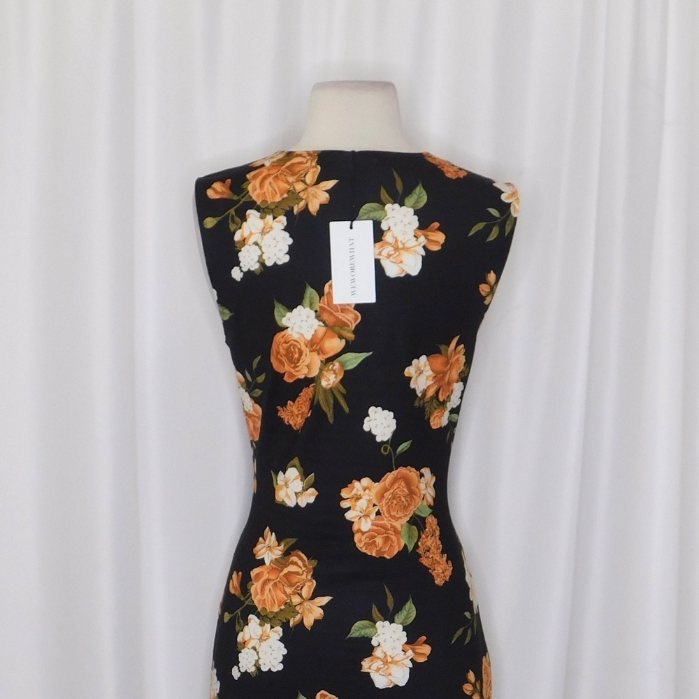 NWT!! WEWOREWHAT Muscle Tank Midi Dress Black Floral Stretch Cottagecore Medium - Picture 10 of 16